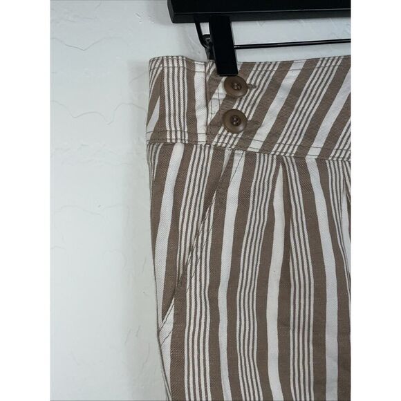 Trina Turk Size 4 Mini Skirt Tan Cream Stripe Miniskirt Linen Cotton - Picture 3 of 7